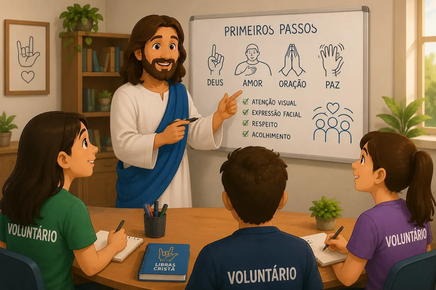 Imagem de treinamento rápido para voluntários de Libras cristã