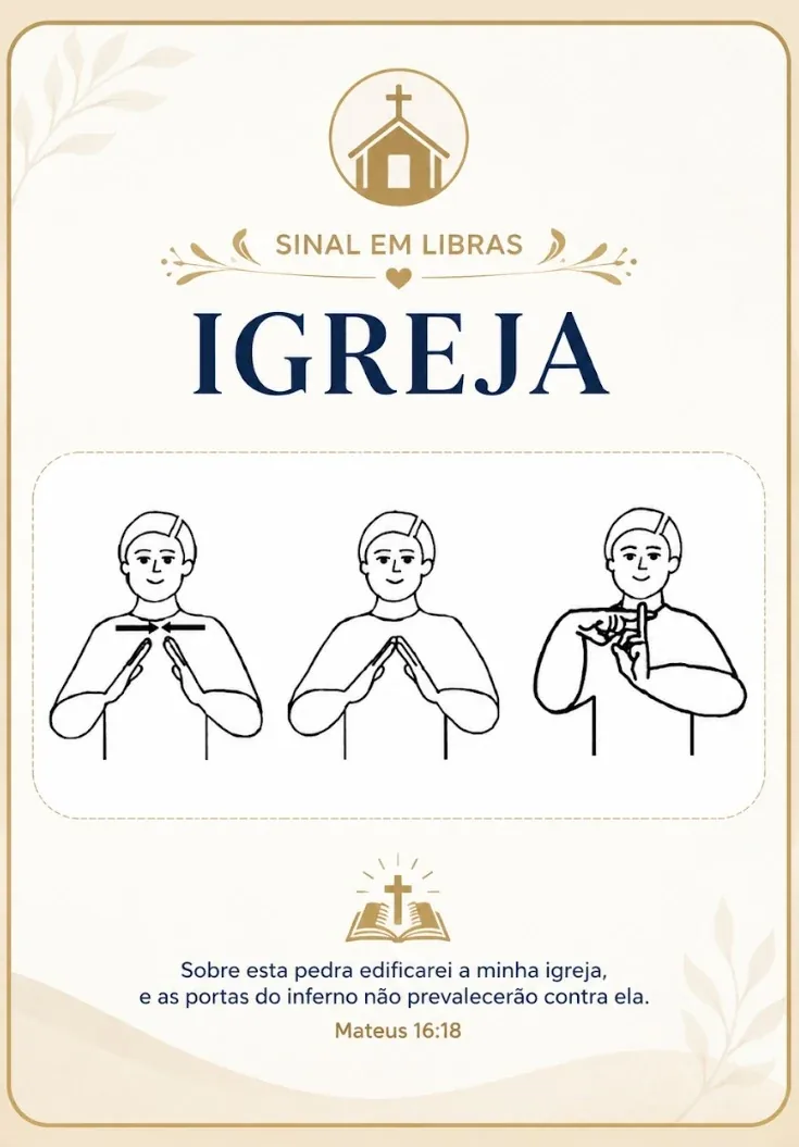 Cartaz sinal em Libras Igreja